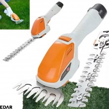 Foarfeca Electrica Pe Acumulator EDAR Pentru Tuns Iarba/Arbusti/Gard Viu, 2 Foarfeci Interschimbabile, Lame Din Otel Inoxidab...