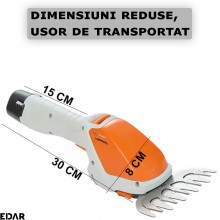 Foarfeca Electrica Pe Acumulator EDAR Pentru Tuns Iarba/Arbusti/Gard Viu, 2 Foarfeci Interschimbabile, Lame Din Otel Inoxidab... Foarfeca Electrica Pe Acumulator EDAR Pentru Tuns Iarba/Arbusti/Gard Viu, 2 Foarfeci Interschimbabile, Lame Din Otel Inoxidab...