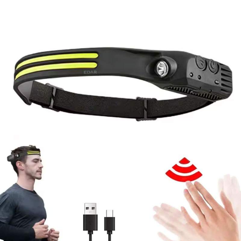 Lanterna frontala LED EDAR, Model W689-2, Pentru Cap, Profesionala, 3 Surse De Iluminare, Alimentare USB, 6 Moduri Lumina, Pe...