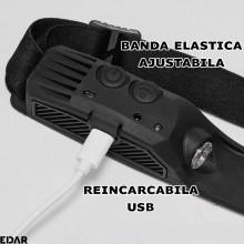 Lanterna frontala LED EDAR, Model W689-2, Pentru Cap, Profesionala, 3 Surse De Iluminare, Alimentare USB, 6 Moduri Lumina, Pe...