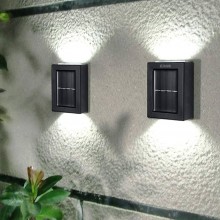 Set 2 x Lampa Solara Decorativa LED EDAR, Pentru Gradina, Casa, Terasa, Aplica Cu Montare Pe Perete, 2000K, Rezistenta La Apa...