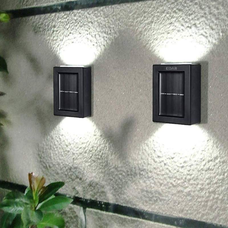Set 2 x Lampa Solara Decorativa LED EDAR, Pentru Gradina, Casa, Terasa, Aplica Cu Montare Pe Perete, 2000K, Rezistenta La Apa... Set 2 x Lampa Solara Decorativa LED EDAR, Pentru Gradina, Casa, Terasa, Aplica Cu Montare Pe Perete, 2000K, Rezistenta La Apa...