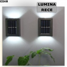 Set 2 x Lampa Solara Decorativa LED EDAR, Pentru Gradina, Casa, Terasa, Aplica Cu Montare Pe Perete, 2000K, Rezistenta La Apa... Set 2 x Lampa Solara Decorativa LED EDAR, Pentru Gradina, Casa, Terasa, Aplica Cu Montare Pe Perete, 2000K, Rezistenta La Apa...
