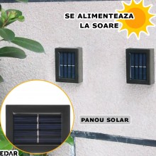 Set 2 x Lampa Solara Decorativa LED EDAR, Pentru Gradina, Casa, Terasa, Aplica Cu Montare Pe Perete, 2000K, Rezistenta La Apa... Set 2 x Lampa Solara Decorativa LED EDAR, Pentru Gradina, Casa, Terasa, Aplica Cu Montare Pe Perete, 2000K, Rezistenta La Apa...