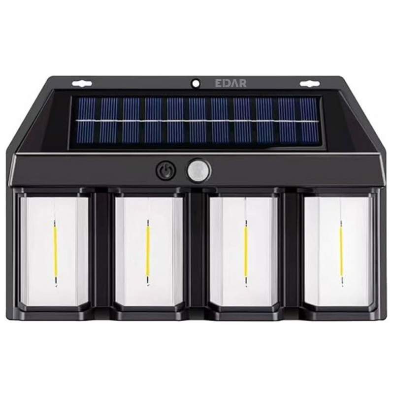 Lampa Solara EDAR, Panou Solar Incorporat, Pentru Casa, Terasa, Gradina, Montare Pe Perete, 4 Lampi Luminoase, 3 Moduri De Lu... Lampa Solara EDAR, Panou Solar Incorporat, Pentru Casa, Terasa, Gradina, Montare Pe Perete, 4 Lampi Luminoase, 3 Moduri De Lu...