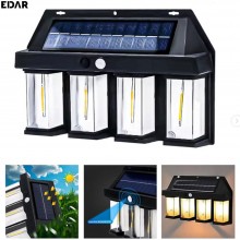 Lampa Solara EDAR, Panou Solar Incorporat, Pentru Casa, Terasa, Gradina, Montare Pe Perete, 4 Lampi Luminoase, 3 Moduri De Lu...