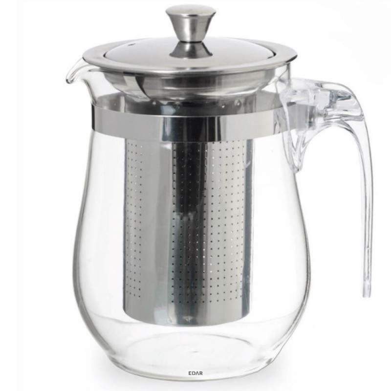 Ceainic EDAR Din Sticlă Borosilicată Cu Infuzor Din Inox, 750ml, Rezistent La Căldură Si Antiexplozie, Ușor De Curățat, Desig...