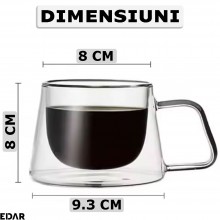 Set 2 Cani Din Sticla Termorezistenta EDAR, Cu Pereti Dubli, Mentine Bauturile Calde Sau Reci, Model Coffee, Pentru Cafea, Ca... Set 2 Cani Din Sticla Termorezistenta EDAR, Cu Pereti Dubli, Mentine Bauturile Calde Sau Reci, Model Coffee, Pentru Cafea, Ca...