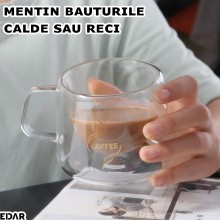 Set 2 Cani Din Sticla Termorezistenta EDAR, Cu Pereti Dubli, Mentine Bauturile Calde Sau Reci, Model Coffee, Pentru Cafea, Ca... Set 2 Cani Din Sticla Termorezistenta EDAR, Cu Pereti Dubli, Mentine Bauturile Calde Sau Reci, Model Coffee, Pentru Cafea, Ca...