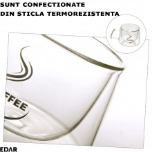 Set 2 Cani Din Sticla Termorezistenta EDAR, Cu Pereti Dubli, Mentine Bauturile Calde Sau Reci, Model Coffee, Pentru Cafea, Ca... Set 2 Cani Din Sticla Termorezistenta EDAR, Cu Pereti Dubli, Mentine Bauturile Calde Sau Reci, Model Coffee, Pentru Cafea, Ca...
