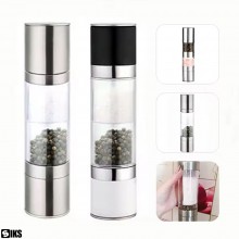 Rasnita Manuala SIKS Pentru Sare Si Piper, 2 In 1, Cu Camere Depozitare Transparente, Maruntire Reglabila, Inox Si Acryl, 22 ...