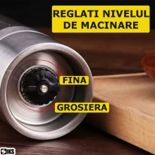 Rasnita Manuala SIKS Pentru Sare Si Piper, 2 In 1, Cu Camere Depozitare Transparente, Maruntire Reglabila, Inox Si Acryl, 22 ...