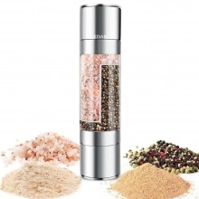 Rasnita Manuala Cu Doua Compartimente EDAR, Pentru Sare, Piper, Condimente, Nivel Macinare Reglabil, Din Inox, 22 x 5.2 Cm, A...