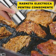 Rasnita Electrica SIKS Pentru Sare/Piper, Rasnita Condimente, Cu Led, 4 Baterii AA (Neincluse), Inox, 22x5 cm, Argintie