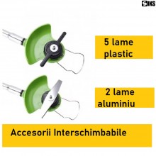 Motocoasa Electrica Cu Acumulator 24V SIKS, Brat Ajustabil, 2 Lame, 2 Acumulatori, 1 Disc Pentru Taiere, 18000 RPM, 2-3 Ore A...