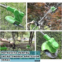 Masina De Tuns Iarba EDAR, Motocoasa Electrica Pentru Gradinarit, Intretinere Spatii Verzi, Doi Acumulatori Reincarcabili Inc...