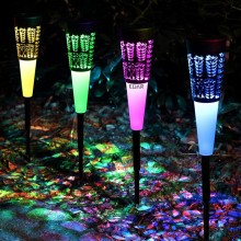 Set 6 x Lampa Decorativa Cu Alimentare Solara EDAR, Panou Solar, Lumina Alb Rece Sau Multicolora, Fixare In Pamant, Tarus Inc...