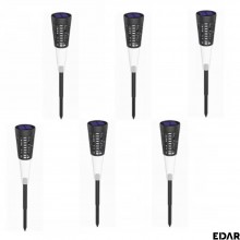 Set 6 x Lampa Decorativa Cu Alimentare Solara EDAR, Panou Solar, Lumina Alb Rece Sau Multicolora, Fixare In Pamant, Tarus Inc...