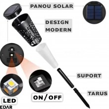 Set 6 x Lampa Decorativa Cu Alimentare Solara EDAR, Panou Solar, Lumina Alb Rece Sau Multicolora, Fixare In Pamant, Tarus Inc... Set 6 x Lampa Decorativa Cu Alimentare Solara EDAR, Panou Solar, Lumina Alb Rece Sau Multicolora, Fixare In Pamant, Tarus Inc...