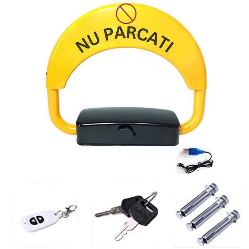 Blocator Parcare Automat SIKS, Model S, Functie Anti Furt, Cu Alarma, Control de la Distanta, Telecomanda Inclusa, Cu Acumula...