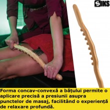 Bat De Masaj SIKS, Din Lemn De Fag, 8 Puncte De Masaj, Design Concav-Convex, Maro Bat De Masaj SIKS, Din Lemn De Fag, 8 Puncte De Masaj, Design Concav-Convex, Maro