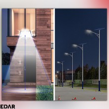 Lampa Solara De Exterior EDAR, Model LSLP200W, Pentru Gradina, Terasa, Casa, Senzor Lumina Si Miscare, Panou Solar Monocrista...
