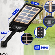 Lampa Solara De Exterior EDAR, Model LSLP300W, Pentru Gradina, Terasa, Casa, Senzor Lumina Si Miscare, Panou Solar Monocrista...