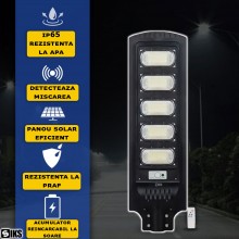 Lampa Solara Stradala Sau Gradina SIKS Cu Panou Solar Incorporat, Felinar Stradal De Exterior, 200W, 240 LED SMD, Lumina Neut...
