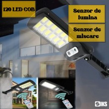 Lampa Solara De Exterior SIKS, Cu Panou Solar, Pentru Gradina, Alee, Intrare Casa, Lampa Cu 120 Leduri Cob, Lumina Neutra, Co...