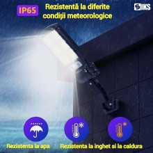 Lampa Solara De Exterior SIKS, Cu Panou Solar, Pentru Gradina, Alee, Intrare Casa, Lampa Cu 120 Leduri Cob, Lumina Neutra, Co...