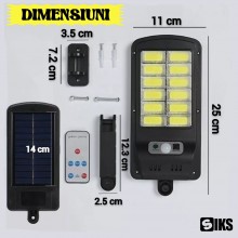 Lampa Solara De Exterior SIKS, Cu Panou Solar, Pentru Gradina, Alee, Intrare Casa, Lampa Cu 120 Leduri Cob, Lumina Neutra, Co...