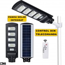 Lampa Solara Stradala Sau Gradina SIKS Cu Panou Solar Incorporat, De Exterior, 198 LED SMD, Lumina Neutra, Control Telecomand...