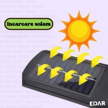Lampa Solara EDAR Cu Panou Solar Incorporat, Pentru Gradina, Alee, Intrare Casa, 120 Led Cob, Lumina Neutra, Control Telecoma...