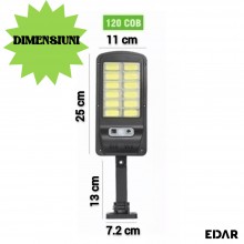 Lampa Solara EDAR Cu Panou Solar Incorporat, Pentru Gradina, Alee, Intrare Casa, 120 Led Cob, Lumina Neutra, Control Telecoma... Lampa Solara EDAR Cu Panou Solar Incorporat, Pentru Gradina, Alee, Intrare Casa, 120 Led Cob, Lumina Neutra, Control Telecoma...