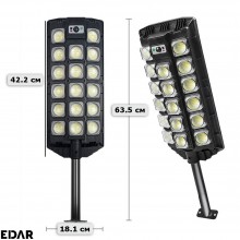 Lampa Solara EDAR Pentru Exterior, Iluminat Stradal Sau Gradina, Model W7101A6, 442 Led SMD, Lumina Neutra, Senzori De Miscar...
