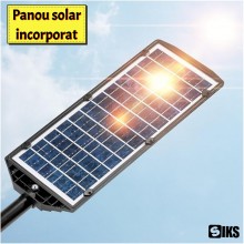 Lampa Solara SIKS Stradala Cob Sau Gradina Cu Panou Solar Incorporat, De Exterior, 667 LED COB Cu Lupa , Lumina Neutra, Contr...