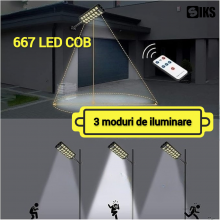 Lampa Solara SIKS Stradala Cob Sau Gradina Cu Panou Solar Incorporat, De Exterior, 667 LED COB Cu Lupa , Lumina Neutra, Contr... Lampa Solara SIKS Stradala Cob Sau Gradina Cu Panou Solar Incorporat, De Exterior, 667 LED COB Cu Lupa , Lumina Neutra, Contr...