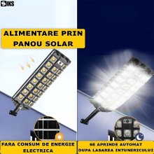 Lampa Solara SIKS Stradala Sau Gradina Cu Incarcare Solara, Panou Solar Incorporat, De Exterior, 598 LED, Cu Senzori de Amurg...