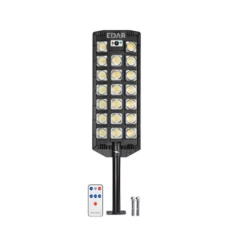 Lampa EDAR Solara De Exterior, Panou Solar Incorporat, 598 LED, Lumina Neutra, Control Din Telecomanda, Senzori de Amurg, Mis...