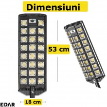 Lampa EDAR Solara De Exterior, Panou Solar Incorporat, 598 LED, Lumina Neutra, Control Din Telecomanda, Senzori de Amurg, Mis...