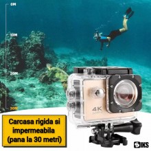 Camera Sport 4k SIKS, Rezistenta La Apa, Foto/Video, Ecran LCD, Aurie
