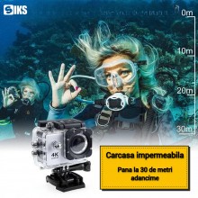 Camera Sport 4k SIKS, Rezistenta La Apa, Foto/Video, Ecran LCD, Alb