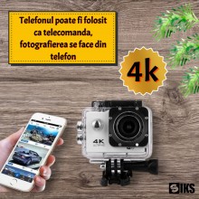 Camera Sport 4k SIKS, Rezistenta La Apa, Foto/Video, Ecran LCD, Alb Camera Sport 4k SIKS, Rezistenta La Apa, Foto/Video, Ecran LCD, Alb