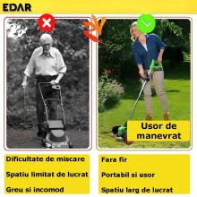Motocoasa EDAR Electrica, Fara Fir, Disc, 2 Acumulatori 48V, 18000 RPM, Autonomie Mare, Putere 800W, 3 Tipuri De Lame De Taie... Motocoasa EDAR Electrica, Fara Fir, Disc, 2 Acumulatori 48V, 18000 RPM, Autonomie Mare, Putere 800W, 3 Tipuri De Lame De Taie...