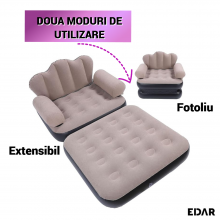 Fotoliu Gonflabil EDAR 2 In 1, Pompa Inclusa, Utilizare Ca Fotoliu Sau Sezlong, Pentru Interior/Exterior, Rezistent La Apa, C... Fotoliu Gonflabil EDAR 2 In 1, Pompa Inclusa, Utilizare Ca Fotoliu Sau Sezlong, Pentru Interior/Exterior, Rezistent La Apa, C...
