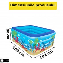 Piscina Gonflabila SIKS Pentru Copii, Exterior / Gradina, Cu Baza Podea Moale Gonflabila, Dimensiuni 150 x 102 x 50 cm, 3 Ine... Piscina Gonflabila SIKS Pentru Copii, Exterior / Gradina, Cu Baza Podea Moale Gonflabila, Dimensiuni 150 x 102 x 50 cm, 3 Ine...