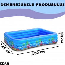 Piscina Gonflabila Dreptunghiulara EDAR, 180 x 125 x 54 cm, Model JR6004, Pentru Exterior, Copii, Adulti, 3 Inele Gonflabile,... Piscina Gonflabila Dreptunghiulara EDAR, 180 x 125 x 54 cm, Model JR6004, Pentru Exterior, Copii, Adulti, 3 Inele Gonflabile,...