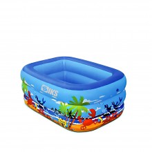 Piscina Gonflabila SIKS Pentru Copii, Exterior / Gradina, Cu Baza Podea Moale Gonflabila, Dimensiuni 130 x 90 x 45 cm, 3 Inel...