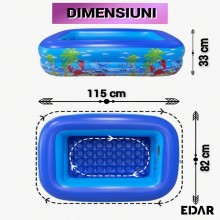 Piscină Gonflabilă pentru Copii EDAR, Multicoloră, cu Bază Moale și Două Inele Gonflabile, Dimensiuni 115 x 82 x 33 cm, Vinil... Piscină Gonflabilă pentru Copii EDAR, Multicoloră, cu Bază Moale și Două Inele Gonflabile, Dimensiuni 115 x 82 x 33 cm, Vinil...