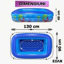 Piscina Gonflabila pentru Copii EDAR, Multicolora, cu Baza Moale si Doua Inele Gonflabile, Dimensiuni 130 x 90 x 45 cm, Vinil... Piscina Gonflabila pentru Copii EDAR, Multicolora, cu Baza Moale si Doua Inele Gonflabile, Dimensiuni 130 x 90 x 45 cm, Vinil...